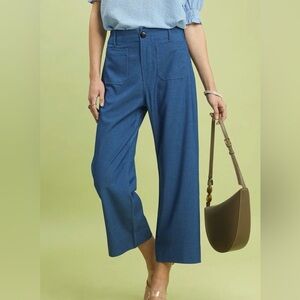 🩵Hello Denim! Umgee Denim Wide Leg Crop Pants with Front Pockets